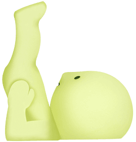 Smiski doing yoga while thinking