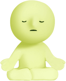 Smiski doing yoga while thinking